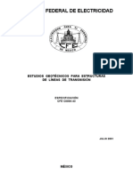 CFE C0000-43 2001 Estudios Geotécnicos para Estructuras de Líneas de Transmisión