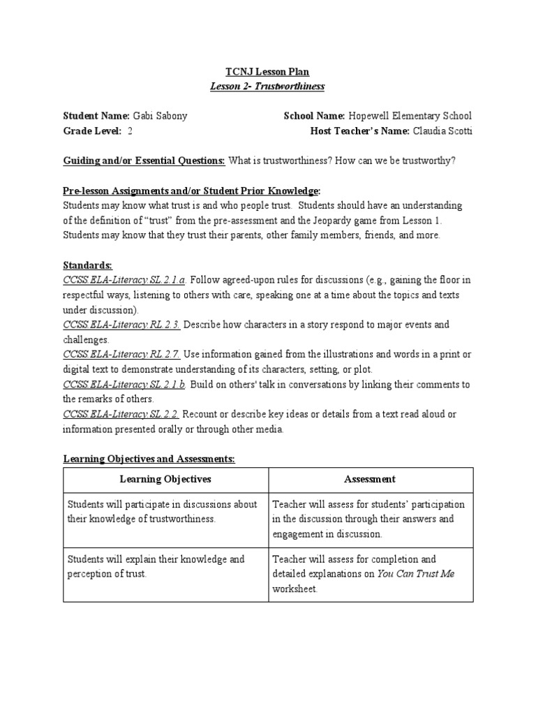 Worksheets Trustworthiness Worksheets lesson2 trustworthiness trust emotion conversation