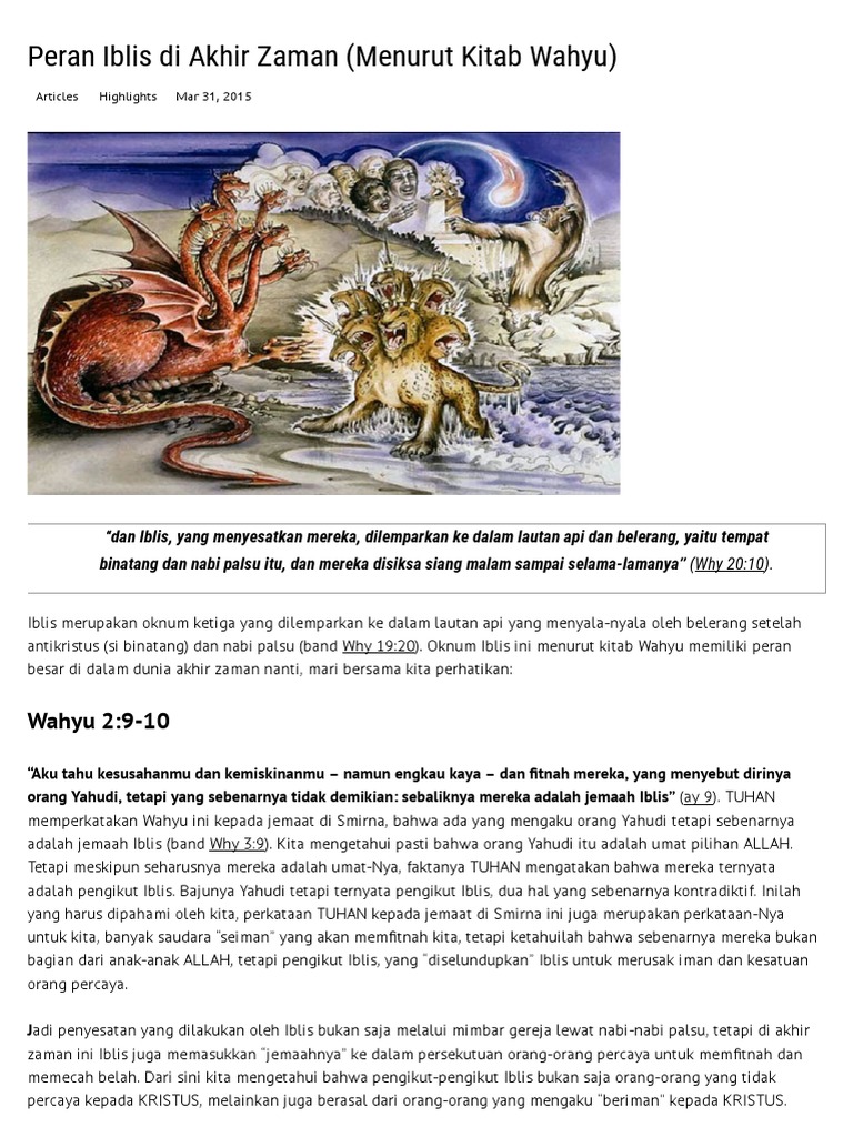 Peran Iblis Di Akhir Zaman Menurut Kitab Wahyu Pdf