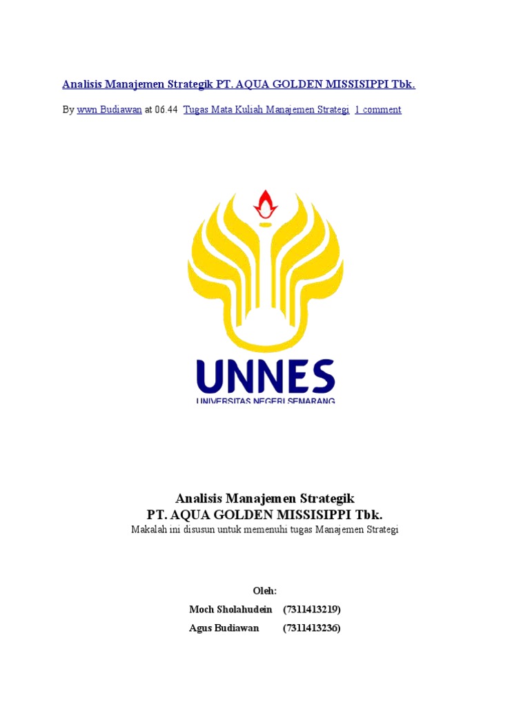 Analisis Manajemen Strategik Pt Aqua Man Strategik