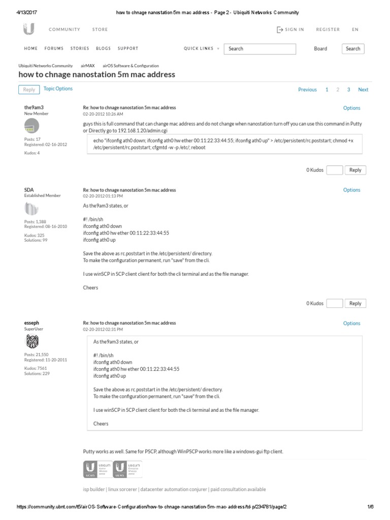 How To Chnage Nanostation 5m Mac Address Page 2 Ubiquiti Networks