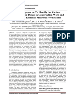 A Review Paper On To Identify The Various Constraints For Delays in Construction Work and Suggesting Remedial Measures For The Same