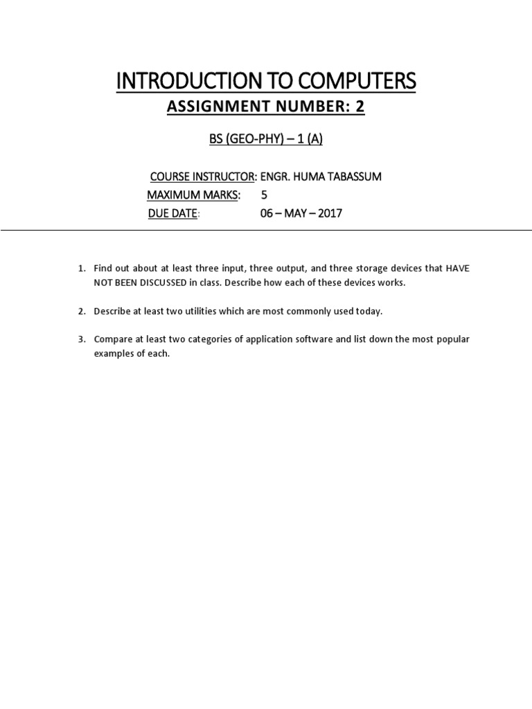 Introduction To Computers: Assignment Number: 2 | PDF