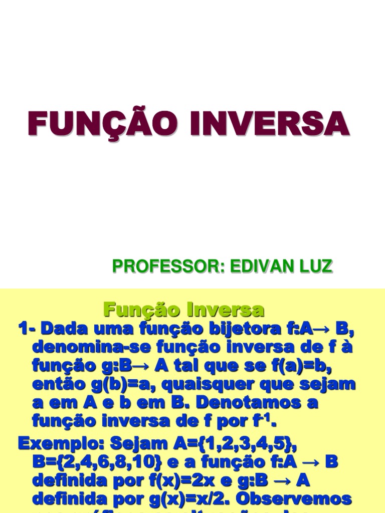 Slide 5 - Função Inversa | PDF