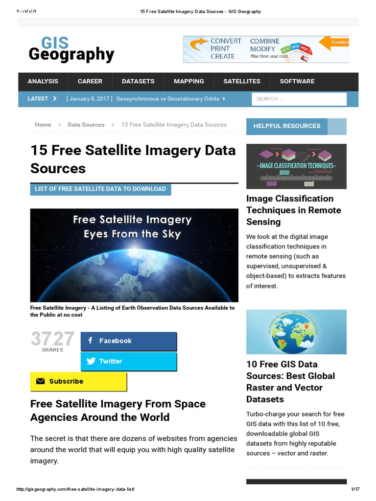 Free Satellite Imagery Data Sources | PDF | Satellite Imagery ...