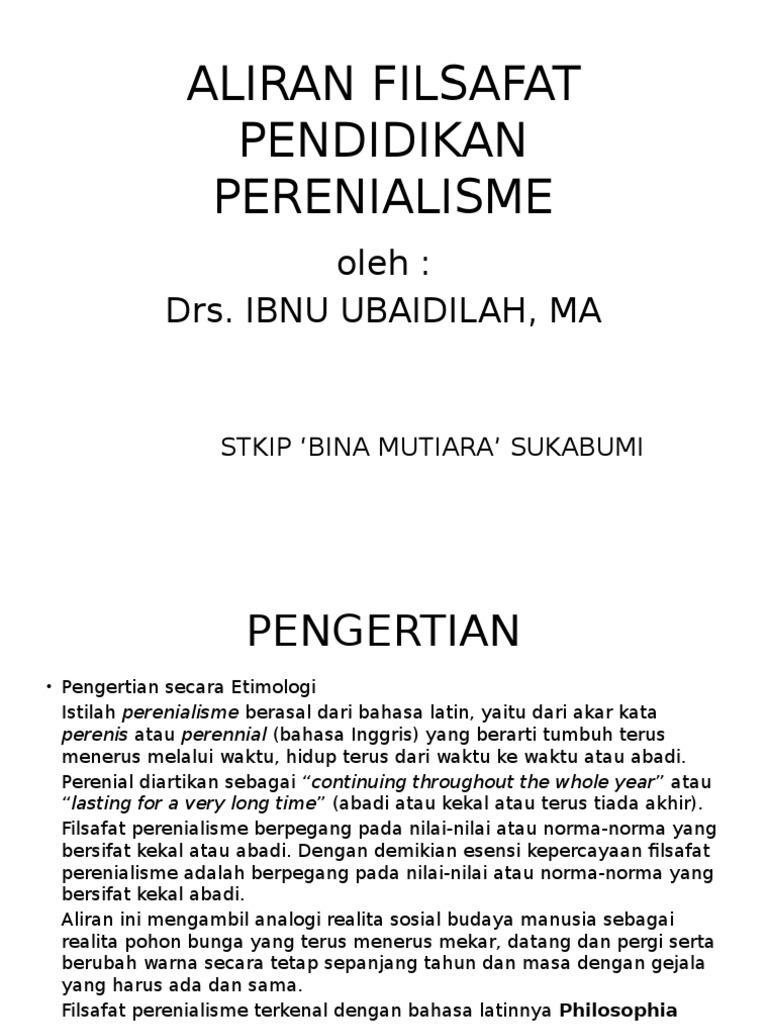 6 Aliran Filsafat Pendidikan Perenialisme