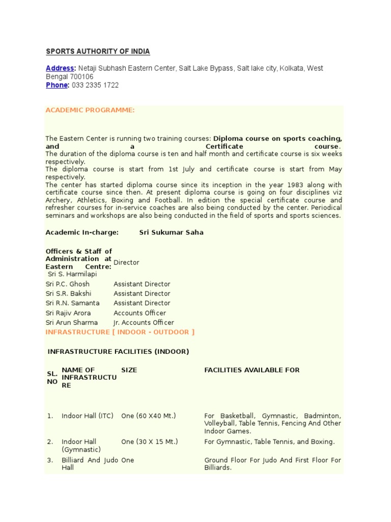 SPORTS AUTHORITY OF INDIA.docx Sports Leisure