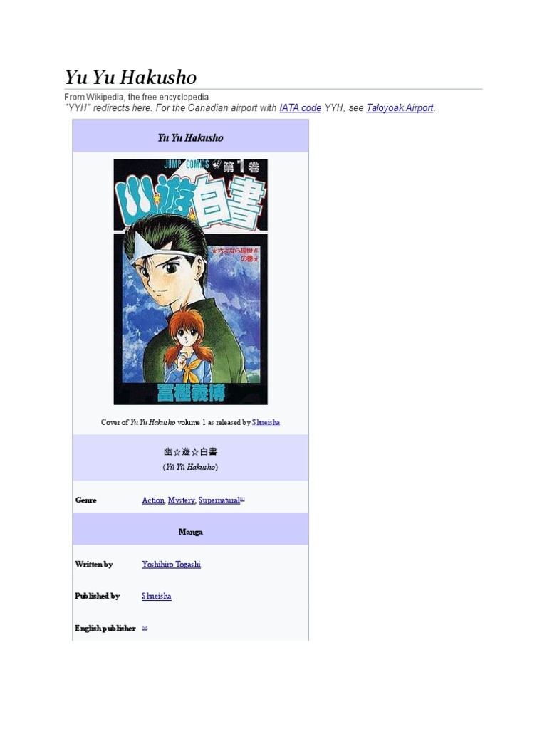 YuYu Hakusho: Ghost Files, Anime Voice-Over Wiki