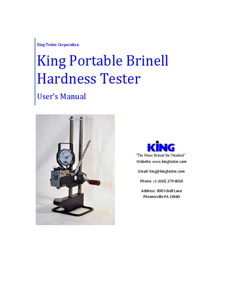 King Hardness Tester Manual PDF Hardness Calibration