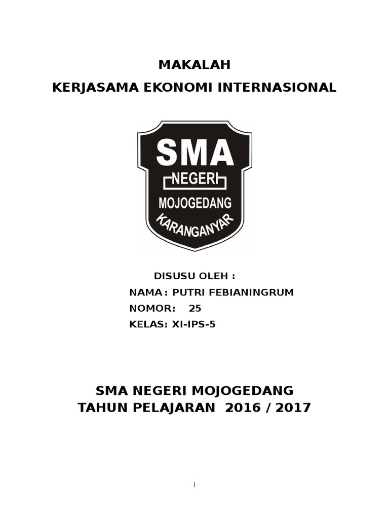 Makalah Kerjasama Ekonomi Internasional1