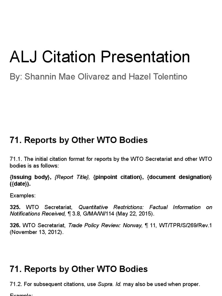 Alj Citation Presentation By Shannin Mae Olivarez And Hazel Tolentino Dumping Pricing Policy General Agreement On Tariffs And Trade
