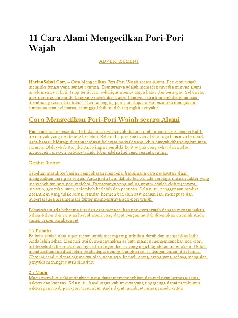 11 Cara Alami Mengecilkan Pori
