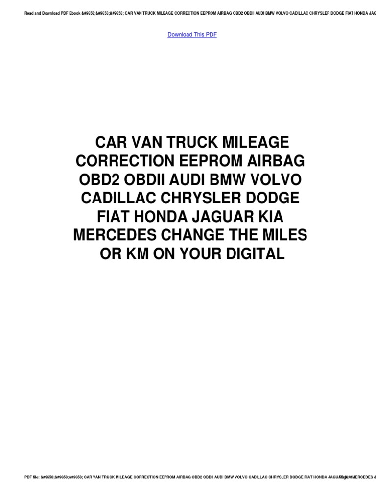 965896589658 Car Van Truck Mileage Correction Eeprom Airbag Obd2 Obdii