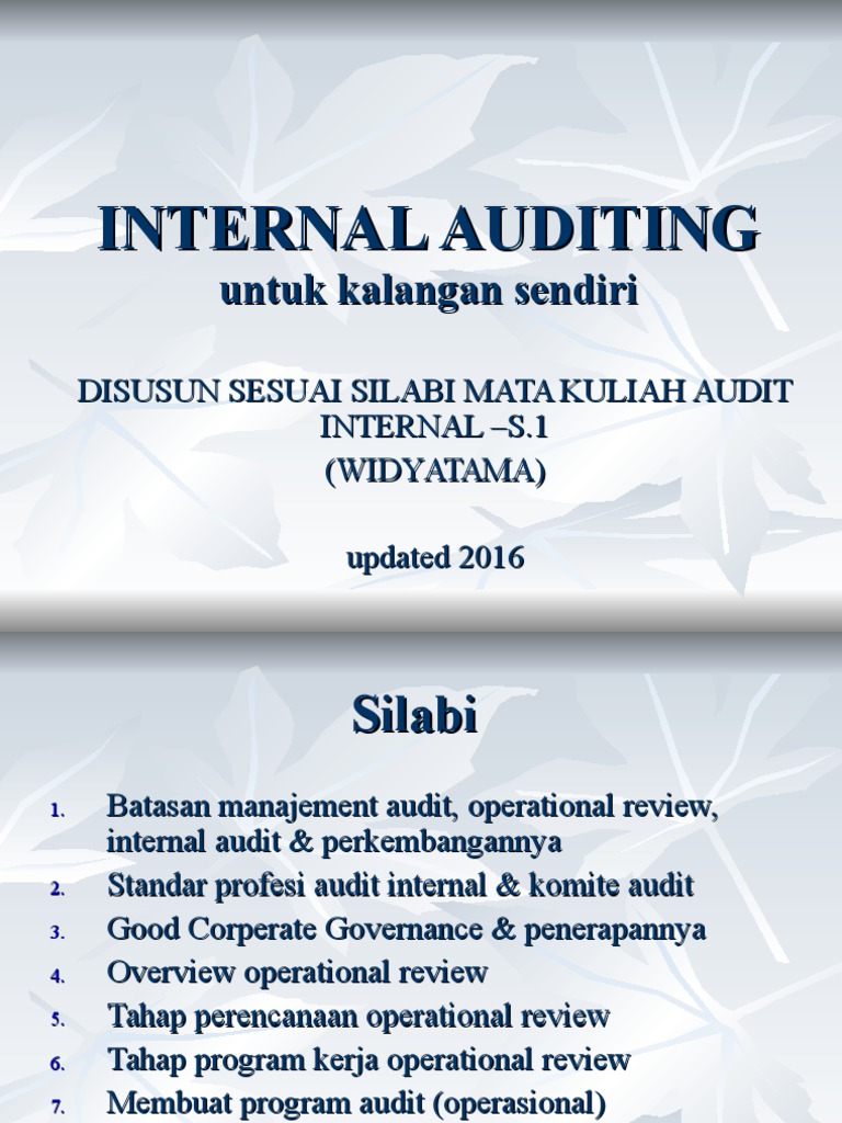 111216 Rev Internal Audit 2 Bahan Pengajaran Ppt