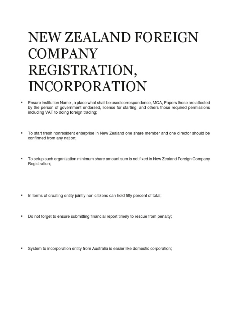 Company Registration in New Zealand | PDF