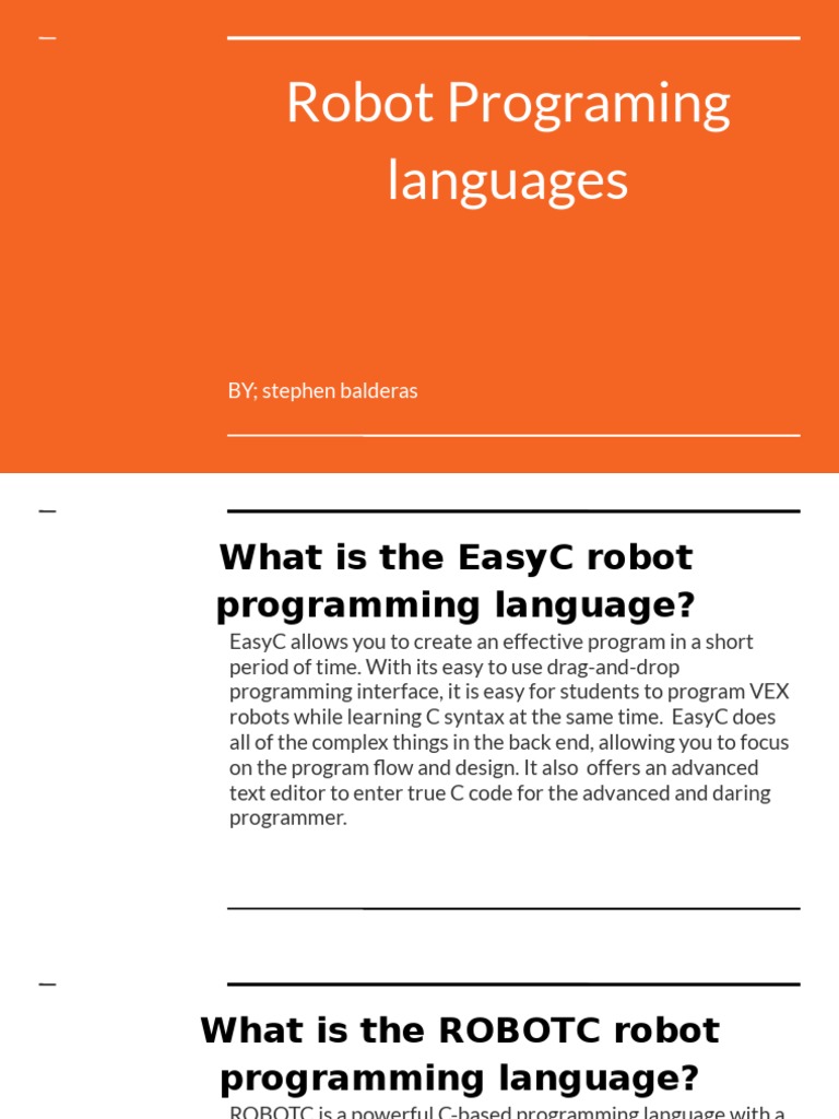 Robot Programing Languages | PDF