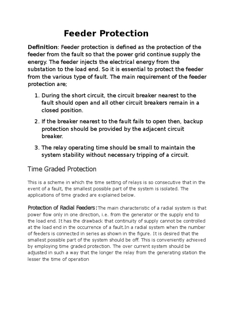 Feeder Protection Docx Relay Electrical Substation