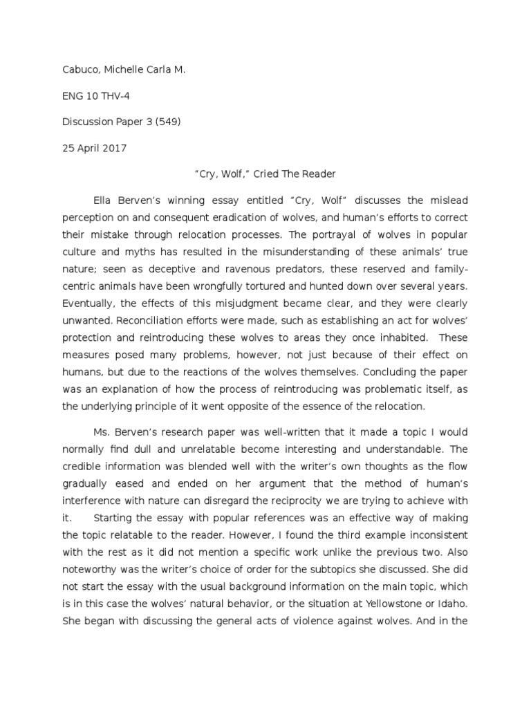 Speech about wolves picture