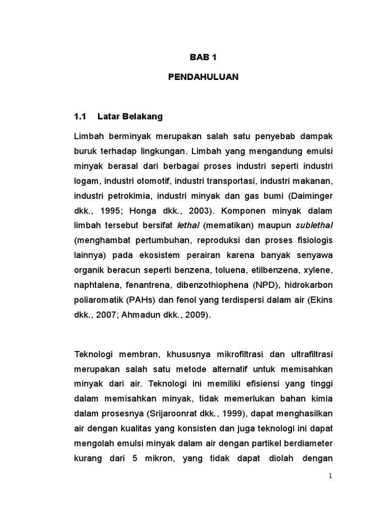 Aplikasi Teknologi Membran Ultrafiltrasi Untuk Pengolahan 