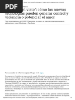 “Me Clavó El Visto”. CONICET. Cómo Las Nuevas Tecnologías Pueden Generar Control y Violencia o Potenciar El Amor