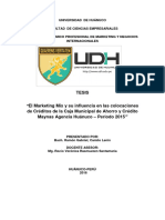 Influence of Marketing Mix on Credit Placements of Caja Municipal de Ahorro y Crédito Maynas Agency Huánuco - Period 2015