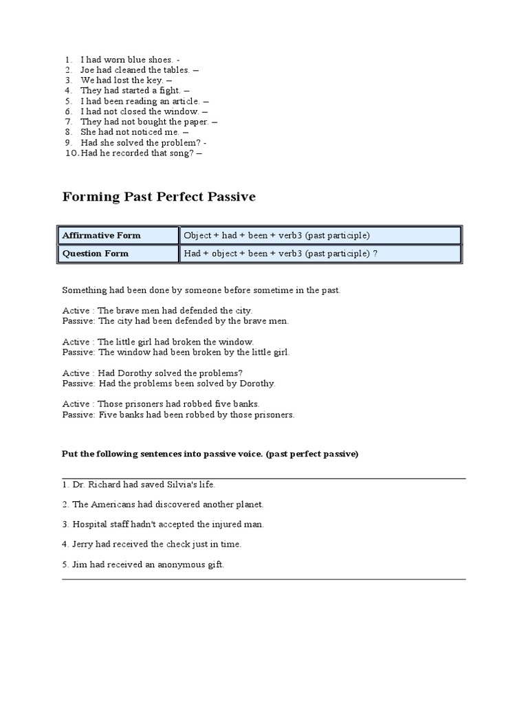 Passive Perfect Tense | PDF