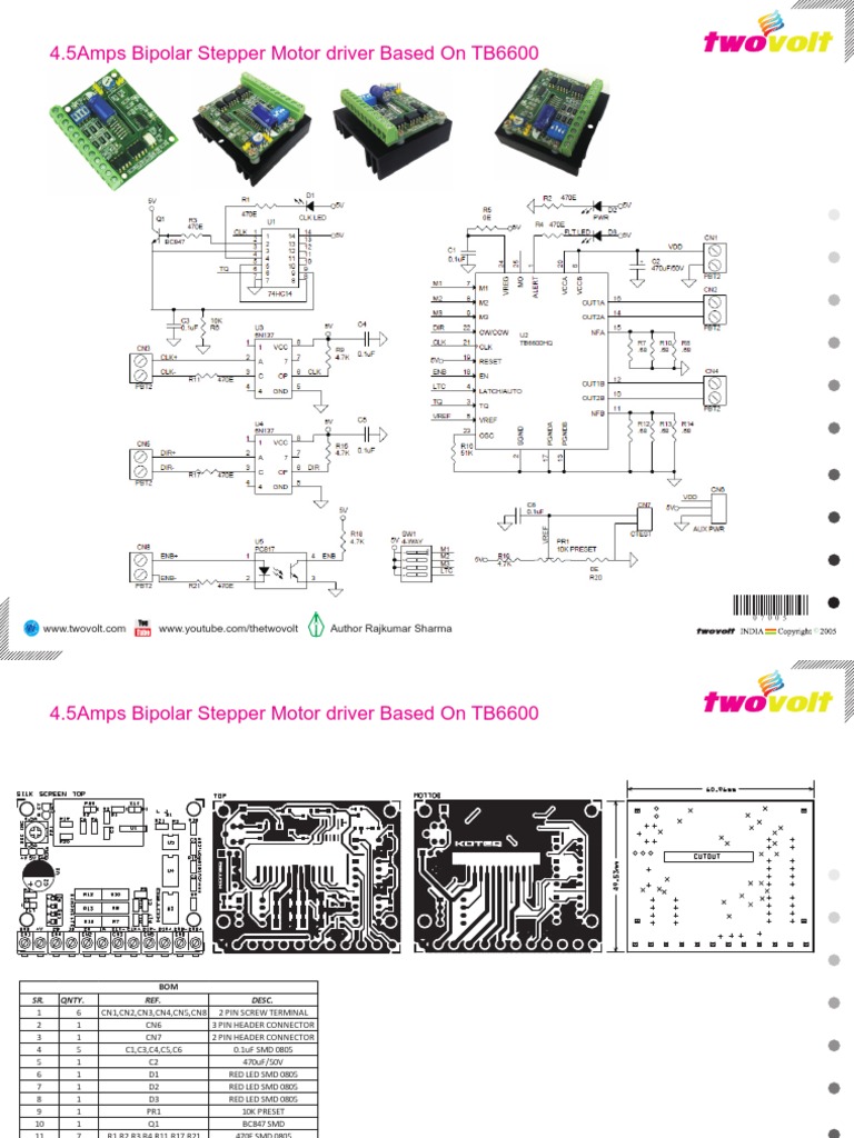 4 5a Bipolar Stepper Motor Driver Tb6600 Electrical