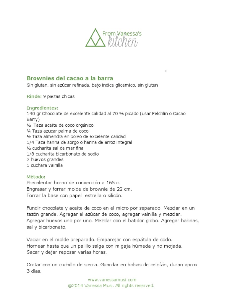 Bean To Brownie Recipe Spanish