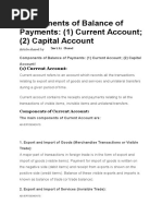 Components of Balance of Payments