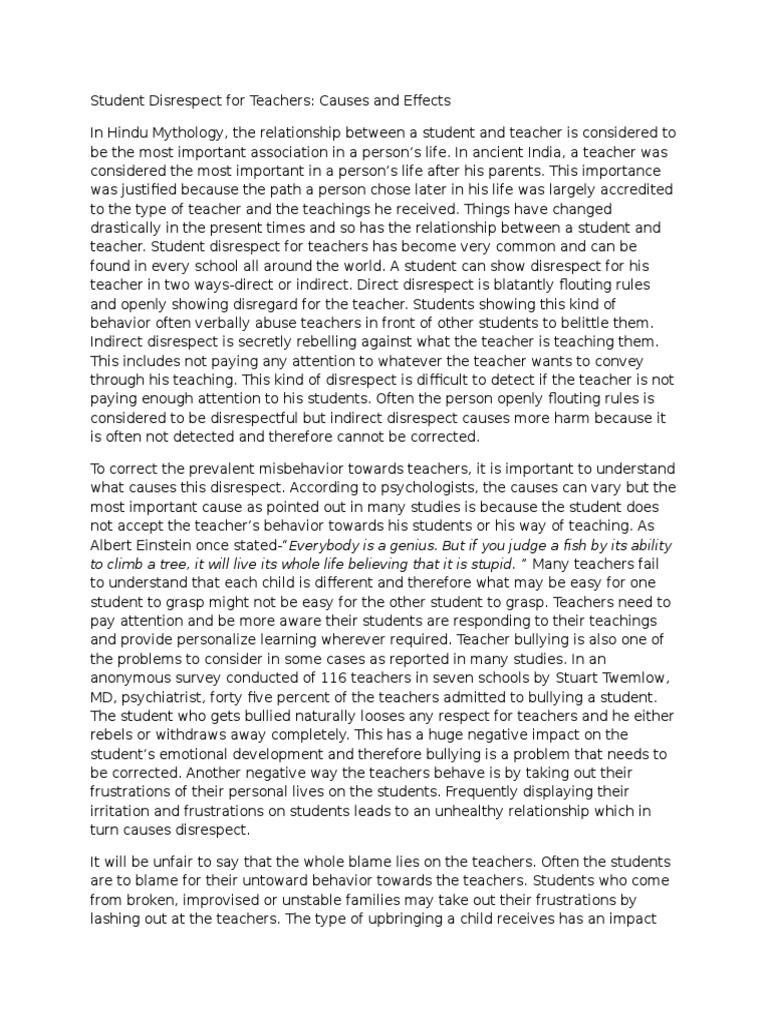 Disrespectful students essay picture