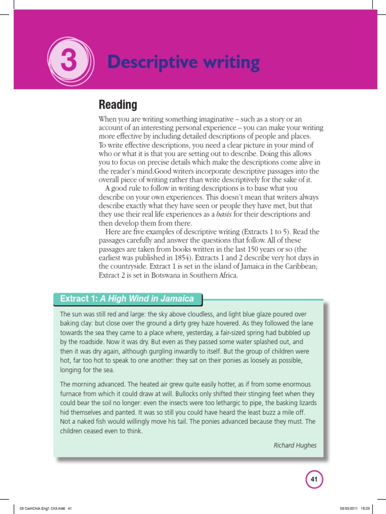 Descriptive Writing Reading PDF | PDF | Hard Times | Metaphor