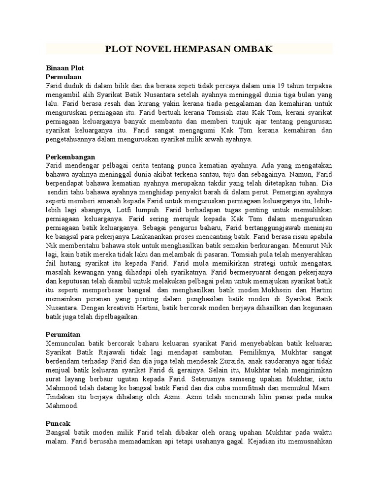 Plot Novel Hempasan Ombak  PDF