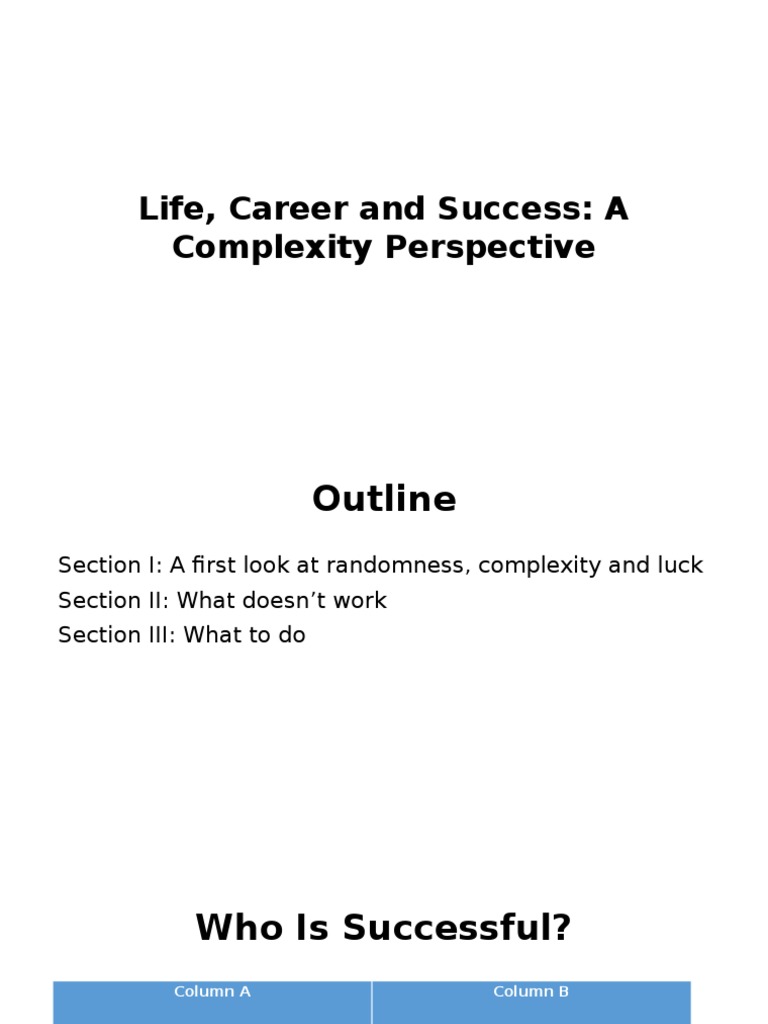 Success Through Complexity and Luck | PDF