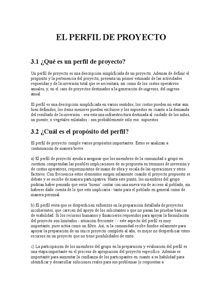 El Perfil de Proyecto | PDF | Función (Matemáticas) | Velocidad