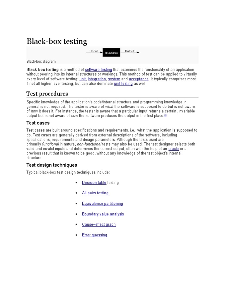 Black-Box Testing: Test Procedures | PDF | Software Testing | Source Code