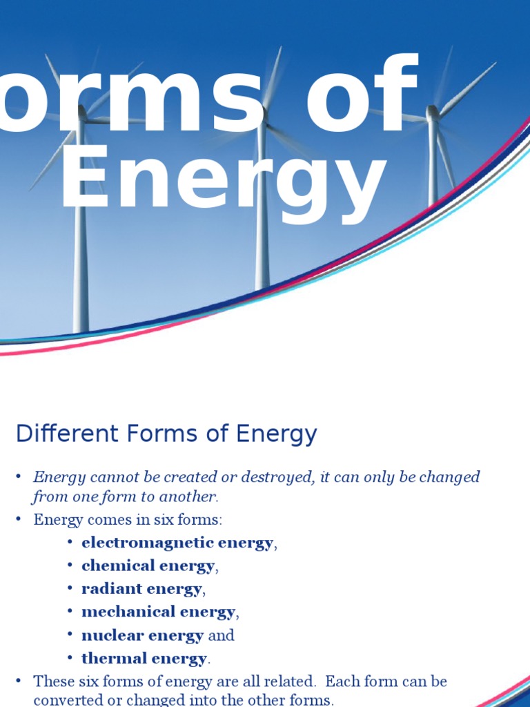 Forms of Energy PDF Electric Generator Electricity