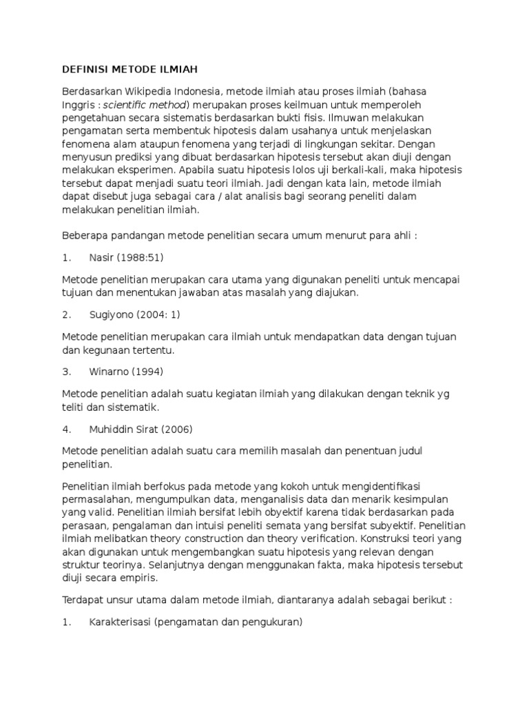 Definisi Metode Ilmiah Pdf