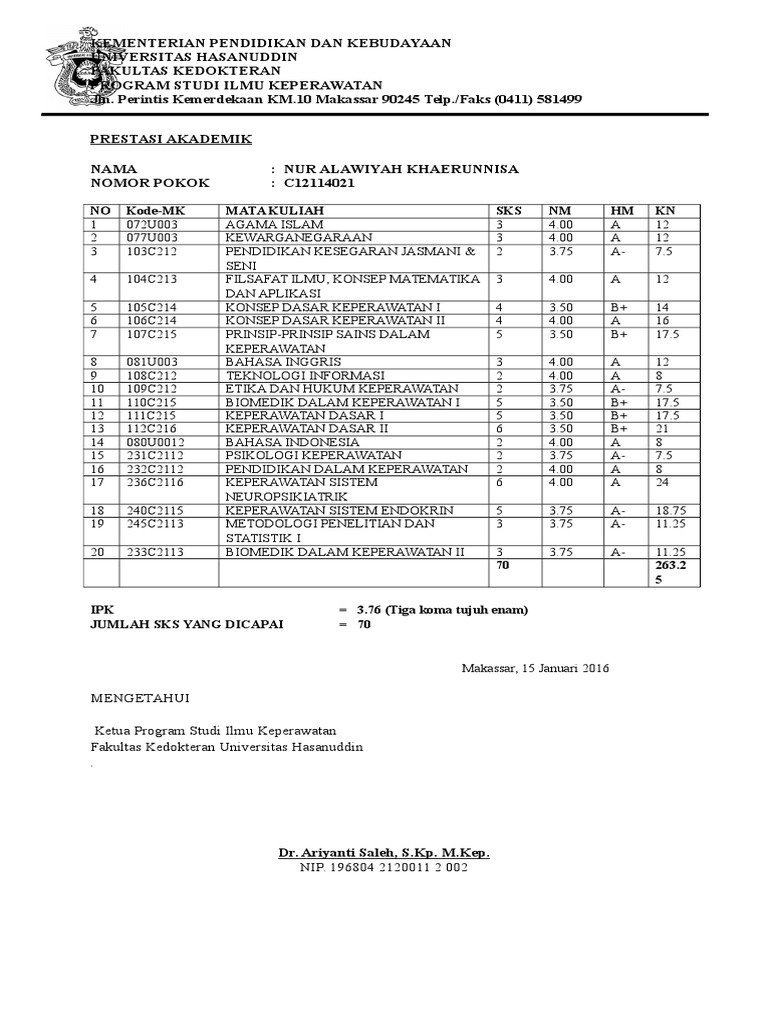 Transkrip Nilai SEMESTER 3