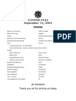 Ganesh Puja September 12, 2004: Jai Ganesha Thank You All For Joining Us Today
