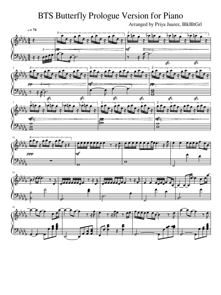 Bts Butterfly Prologue Version For Piano