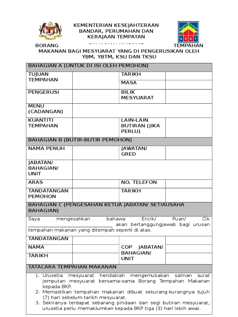 Butira Yang Perlu Ada Dalam Borang Tempahan Bilik Mesyuarat