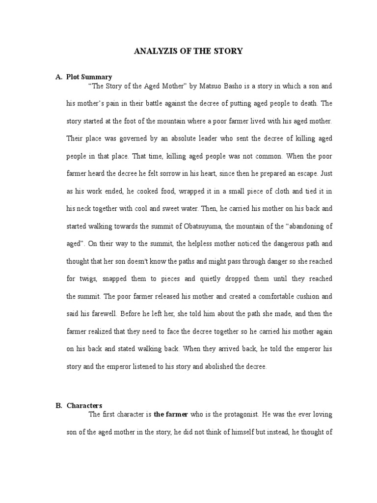 Summary the aged mother Narration Free 30day Trial Scribd