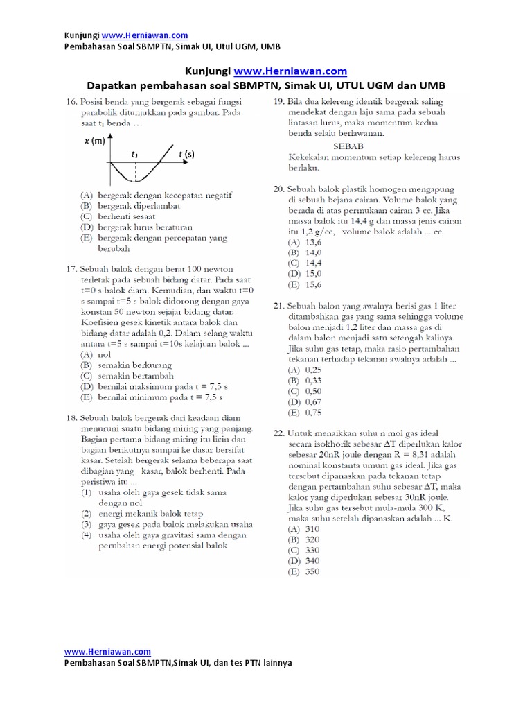 Pembahasan Soal Sbmptn Fisika 2015 Pdf