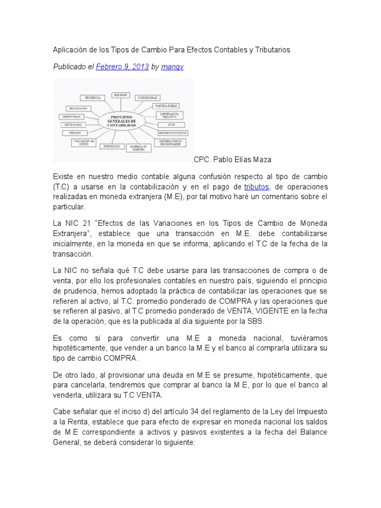 Tipos de Cambio en Contabilidad y Tributación | PDF | Tipo de cambio ...