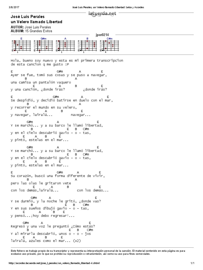 Jose Luis Perales Un Velero Llamado Libertad Lyrics