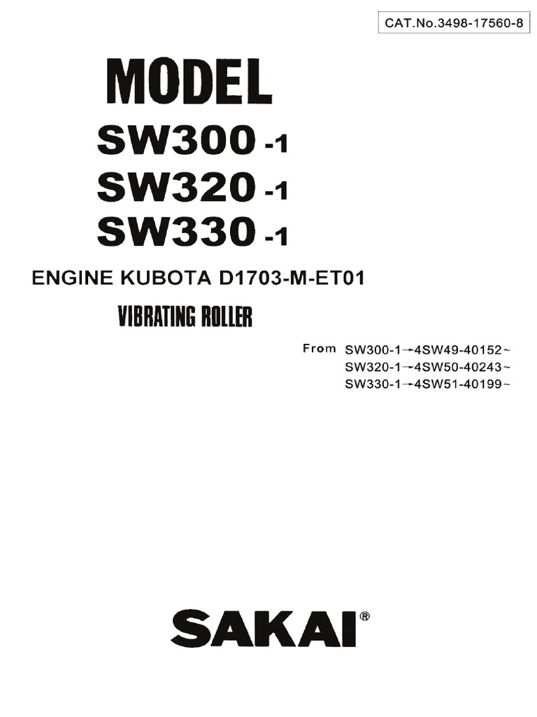 Sakai Vibro Rollers SW 300, 320, 330 - Parts Cataloge | PDF