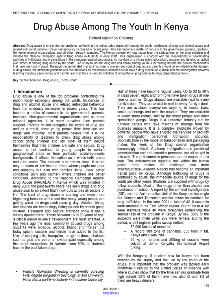Drug Abuse Among The Youth in Kenya PDF | PDF | Substance Abuse ...
