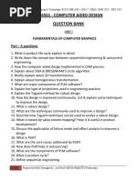 Me 6501 - Computer Aided Design Question Bank: Fundamentals of Computer Graphics Part - A Questions