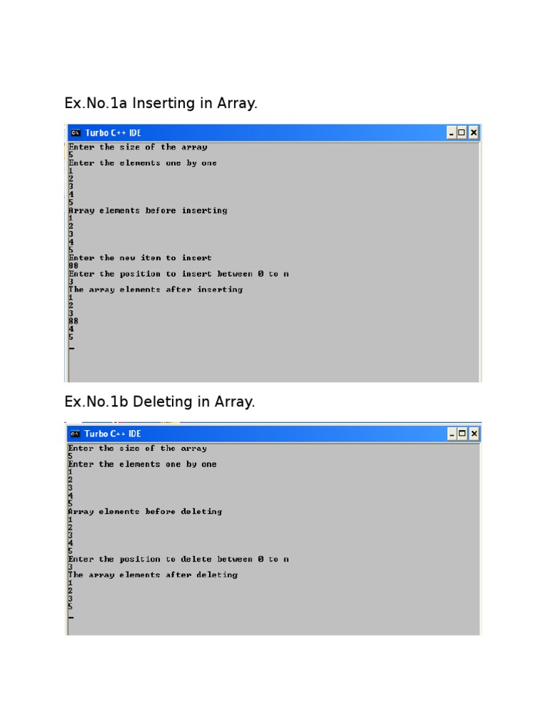 Ex - No.1a Inserting in Array | PDF