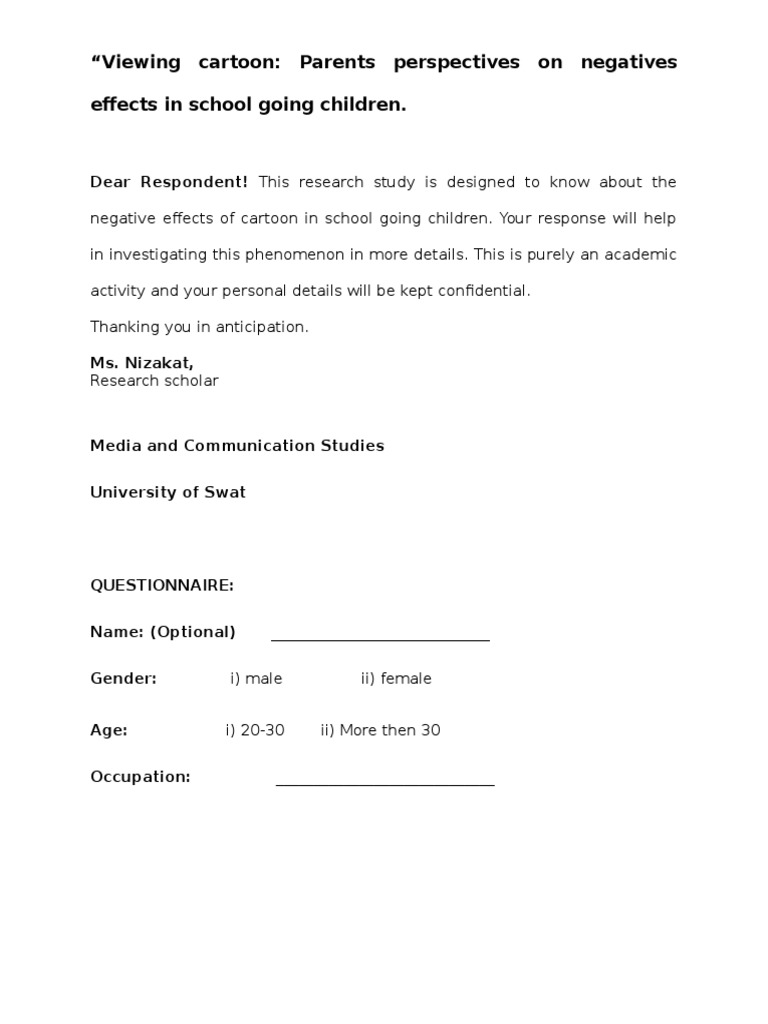 Negative Effects of Cartoons on Children | PDF | Anti Social Behaviour ...